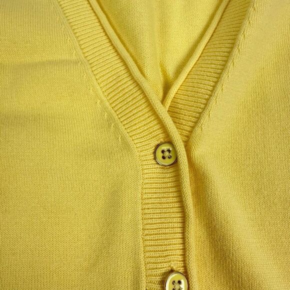 Talbots Yellow Cotton Cardigan Medium - Picture 5 of 7